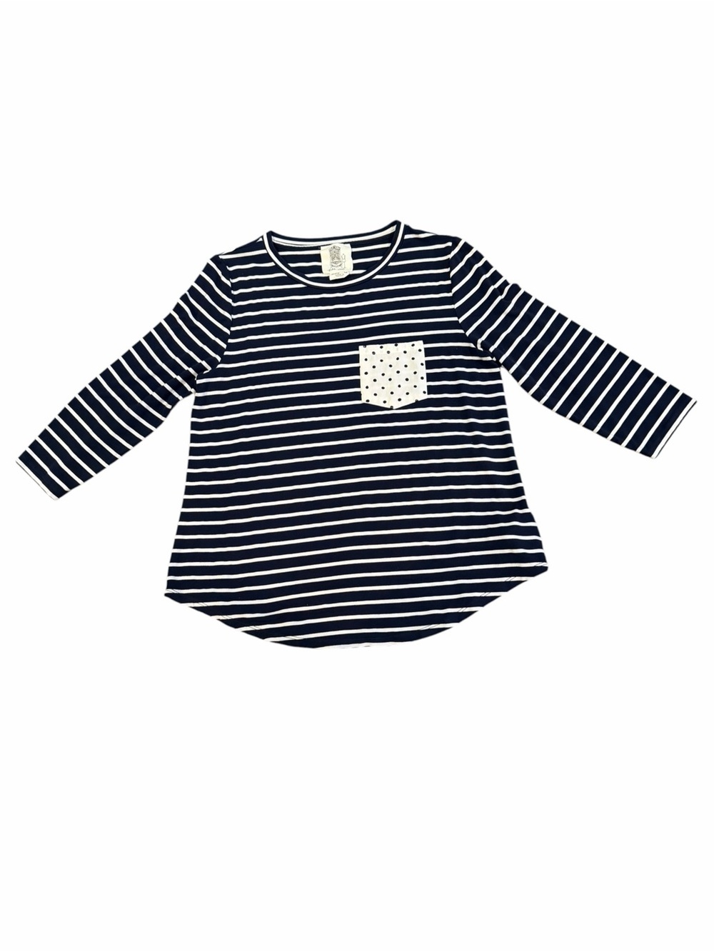 Anthropologie Lili’s Closet Navy Stripe Polka Dot Pocket Top M